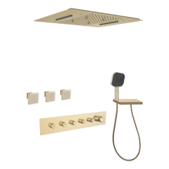 FJ-9A8031-3 Ceiling - Mounted Shower System: Architectural Square Design for a Comprehensive Spa - Like Bathroom Retreat