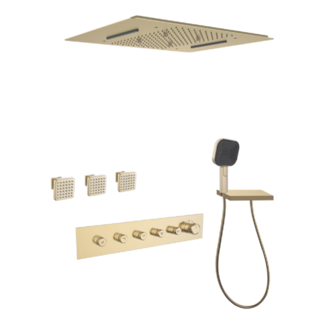 FJ-9A8031-3 Ceiling - Mounted Shower System: Architectural Square Design for a Comprehensive Spa - Like Bathroom Retreat