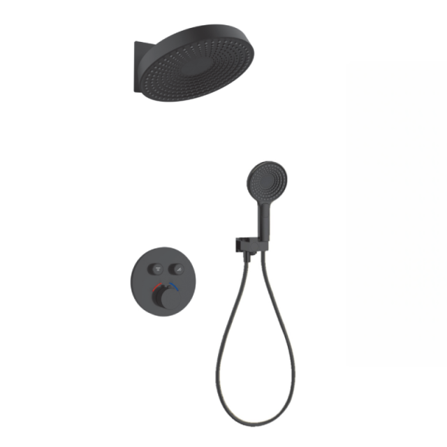 FJ-9A8030-1 Wall-Mounted Shower System: Round Minimalism for a Refined Bathroom Oasis