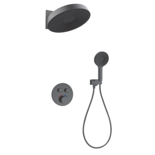 FJ-9A8030-1 Wall-Mounted Shower System: Round Minimalism for a Refined Bathroom Oasis
