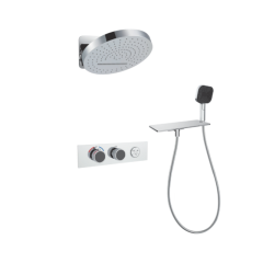 FJ-9A8036-1 Wall - Mounted Shower System: Oval - Square Fusion for Modern Bathroom Elegance