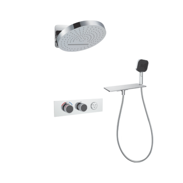 FJ-9A8036-1 Wall - Mounted Shower System: Oval - Square Fusion for Modern Bathroom Elegance