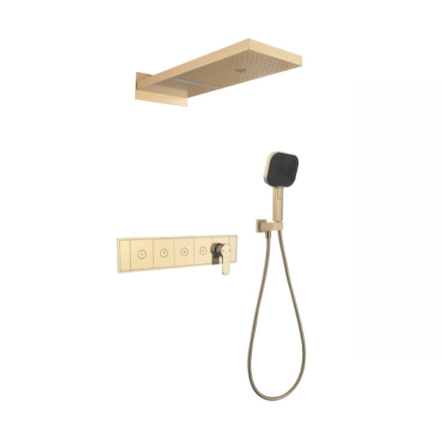 FJ-9A3010-1 Wall - Mounted Shower System: Architectural Squares for a Luxurious Bathroom Statement