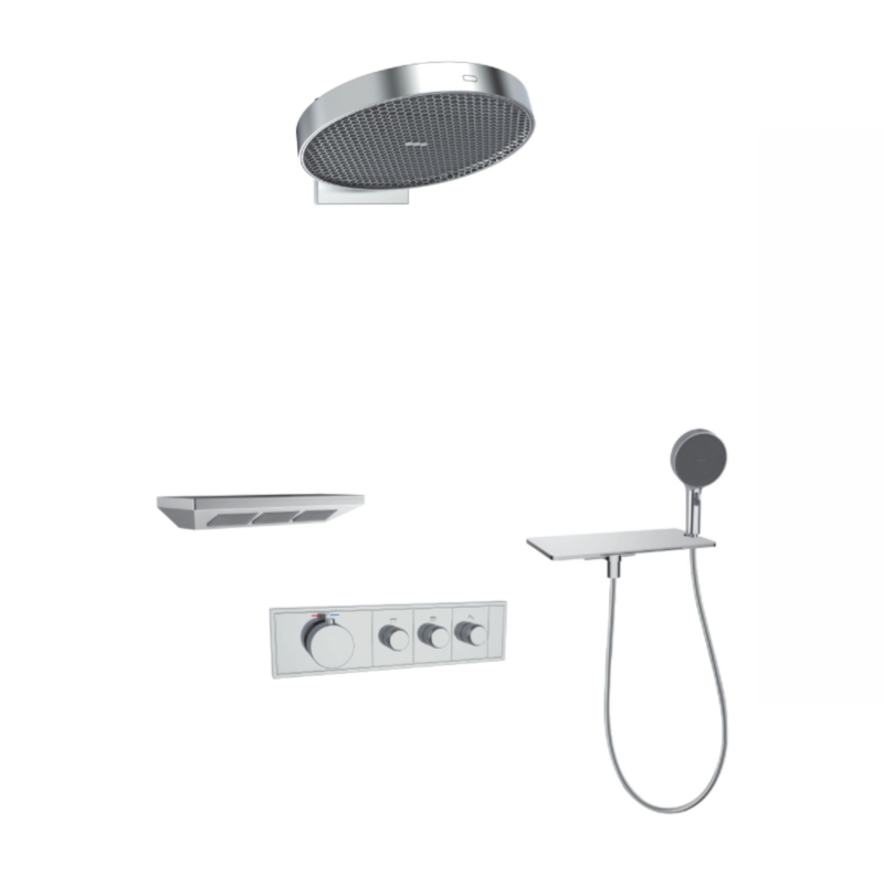 FJ-9A8036-4 Ceiling - Mounted Shower System: Oval - Square Fusion for a Sleek Spa - Like Retreat