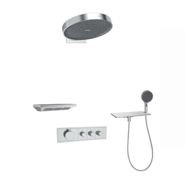 FJ-9A8036-4 Ceiling - Mounted Shower System: Oval - Square Fusion for a Sleek Spa - Like Retreat