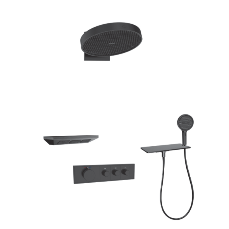FJ-9A8036-4 Ceiling - Mounted Shower System: Oval - Square Fusion for a Sleek Spa - Like Retreat