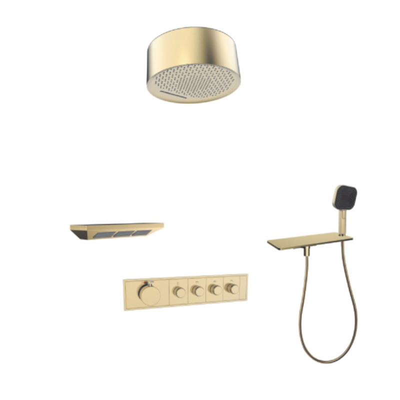 FJ-9A8036-5 Ceiling - Mounted Shower System: Round - Square Fusion for a Modern Spa - Like Retreat