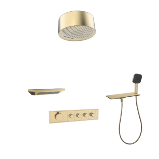 FJ-9A8036-5 Ceiling - Mounted Shower System: Round - Square Fusion for a Modern Spa - Like Retreat