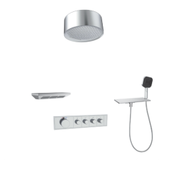 FJ-9A8036-5 Ceiling - Mounted Shower System: Round - Square Fusion for a Modern Spa - Like Retreat