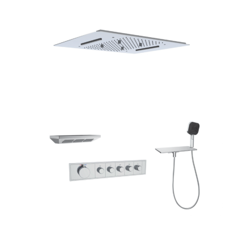 FJ-9A8036-6 Ceiling - Mounted Shower System: Architectural Square Design for a Premium Spa - Like Retreat