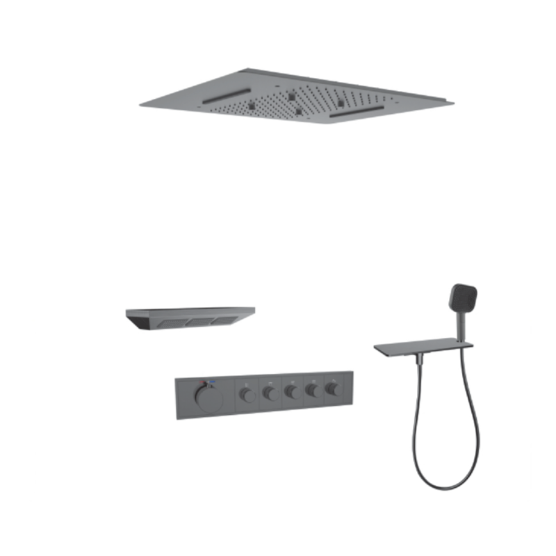 FJ-9A8036-6 Ceiling - Mounted Shower System: Architectural Square Design for a Premium Spa - Like Retreat