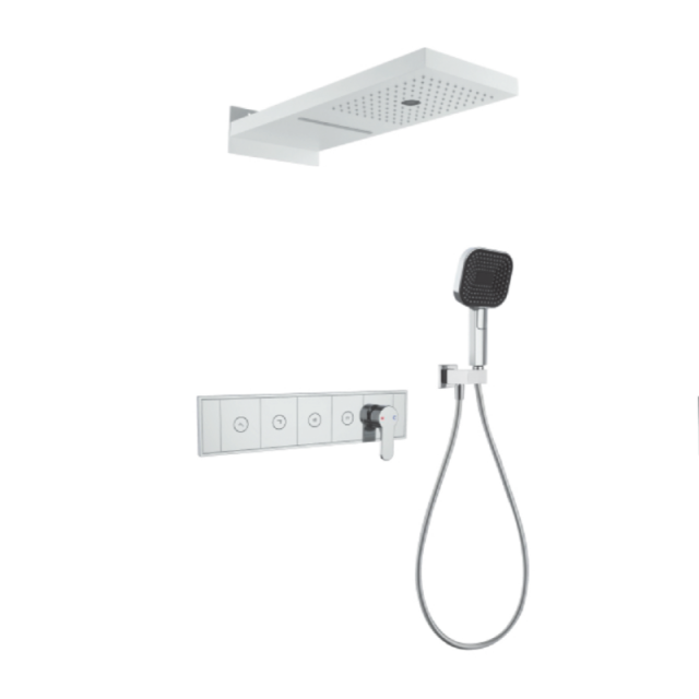 FJ-9A3010-1 Wall - Mounted Shower System: Architectural Squares for a Luxurious Bathroom Statement