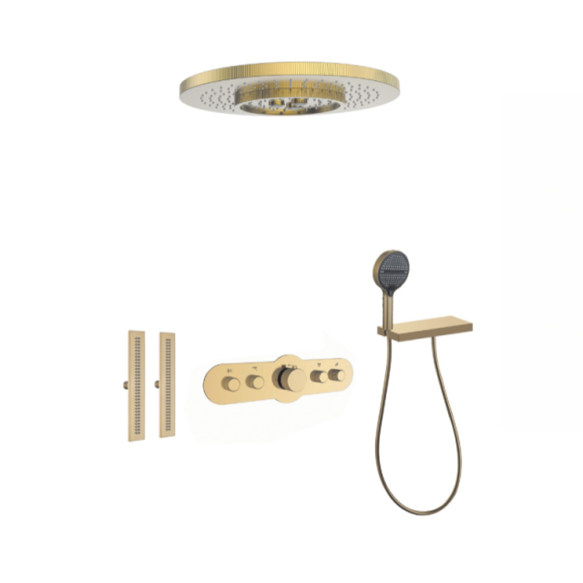 FJ-9A8036-8 Ceiling - Mounted Shower System: Round - Square Fusion for a Sophisticated Spa - Like Bathroom Retreat