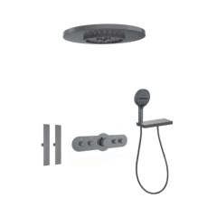 FJ-9A8036-8 Ceiling - Mounted Shower System: Round - Square Fusion for a Sophisticated Spa - Like Bathroom Retreat