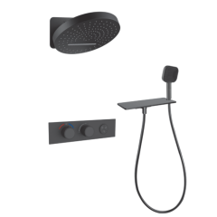 FJ-9A8036-1 Wall - Mounted Shower System: Oval - Square Fusion for Modern Bathroom Elegance