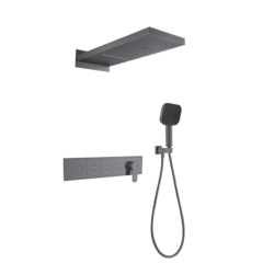 FJ-9A3010-1 Wall - Mounted Shower System: Architectural Squares for a Luxurious Bathroom Statement