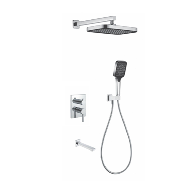 FJ-9A3019-1 Wall - Mounted Shower System: Geometric Squares for a Comprehensive Bathroom Luxury