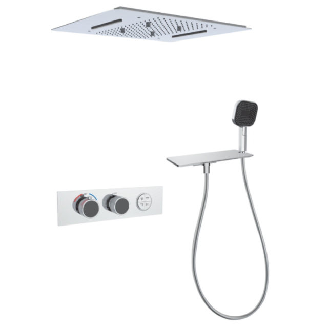FJ-9A8036-2 Ceiling - Mounted Shower System: Square Design for a Sleek Spa - Like Retreat