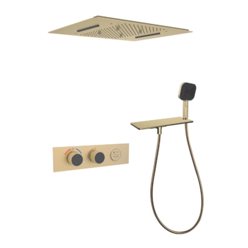 FJ-9A8036-2 Ceiling - Mounted Shower System: Square Design for a Sleek Spa - Like Retreat