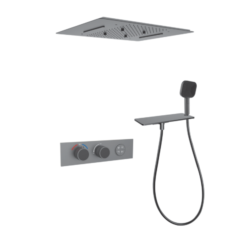 FJ-9A8036-2 Ceiling - Mounted Shower System: Square Design for a Sleek Spa - Like Retreat