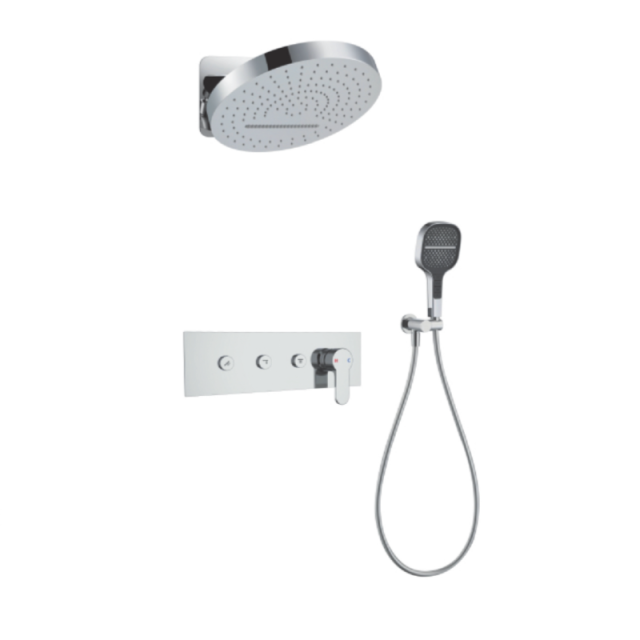 FJ-9A3010-2 Wall - Mounted Shower System: Oval - Square Fusion for a Distinct Bathroom Elegance
