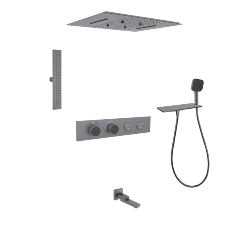FJ-9A8036-3 Ceiling - Mounted Shower System: Square Design for a Comprehensive Spa - Like Retreat