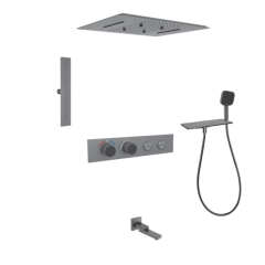 FJ-9A8036-3 Ceiling - Mounted Shower System: Square Design for a Comprehensive Spa - Like Retreat