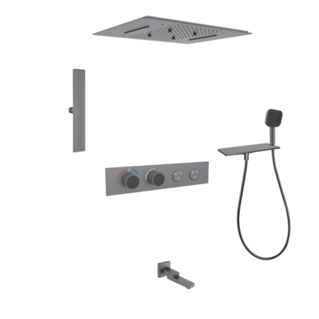 FJ-9A8036-3 Ceiling - Mounted Shower System: Square Design for a Comprehensive Spa - Like Retreat