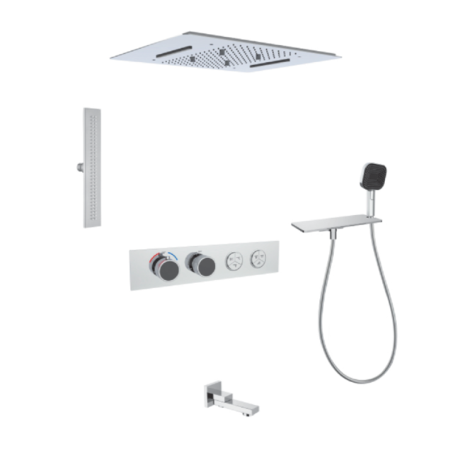 FJ-9A8036-3 Ceiling - Mounted Shower System: Square Design for a Comprehensive Spa - Like Retreat