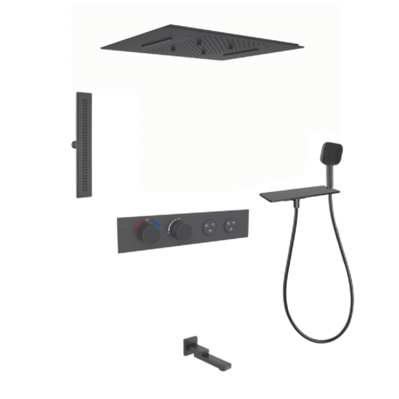 FJ-9A8036-3 Ceiling - Mounted Shower System: Square Design for a Comprehensive Spa - Like Retreat
