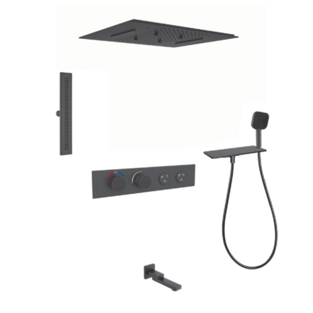 FJ-9A8036-3 Ceiling - Mounted Shower System: Square Design for a Comprehensive Spa - Like Retreat