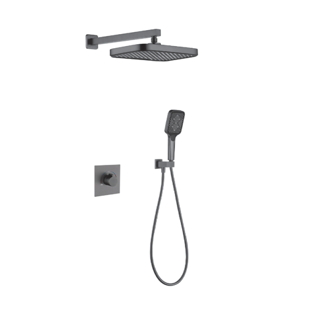 FJ-9A3019-10 Wall - Mounted Shower System: Geometric Squares for a Modern Bathroom Statement