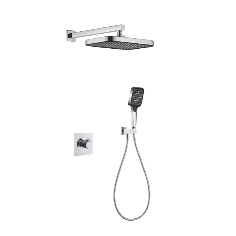 FJ-9A3019-10 Wall - Mounted Shower System: Geometric Squares for a Modern Bathroom Statement
