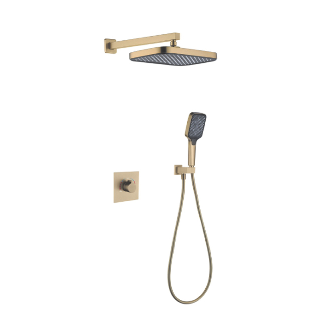 FJ-9A3019-10 Wall - Mounted Shower System: Geometric Squares for a Modern Bathroom Statement