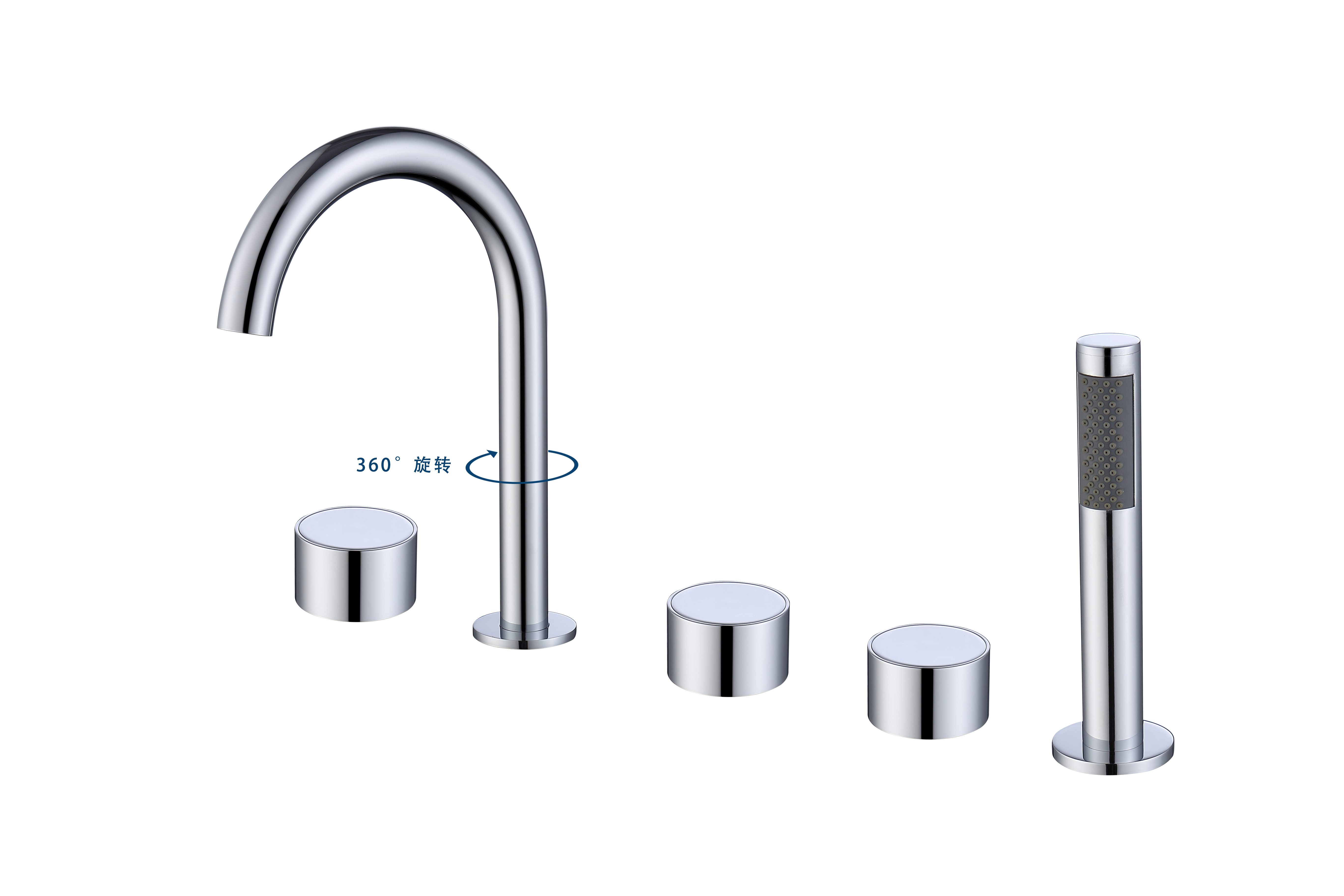 YOLO TX - 6500D Widespread Bathtub Faucet with 360° Swivel Spout & Handheld Shower