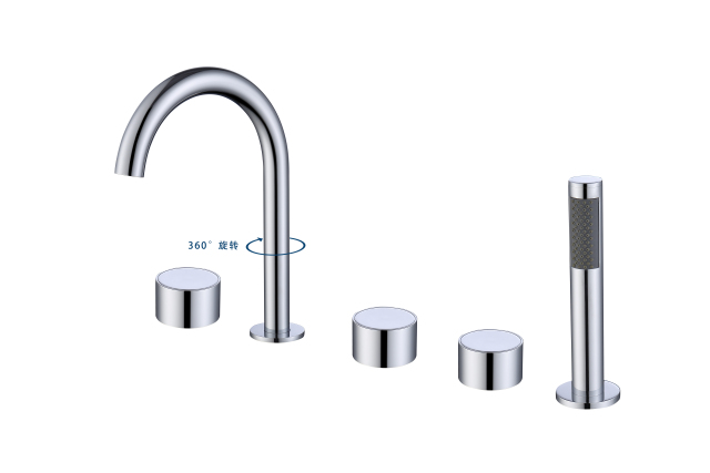 YOLO TX - 6500D Widespread Bathtub Faucet with 360° Swivel Spout & Handheld Shower