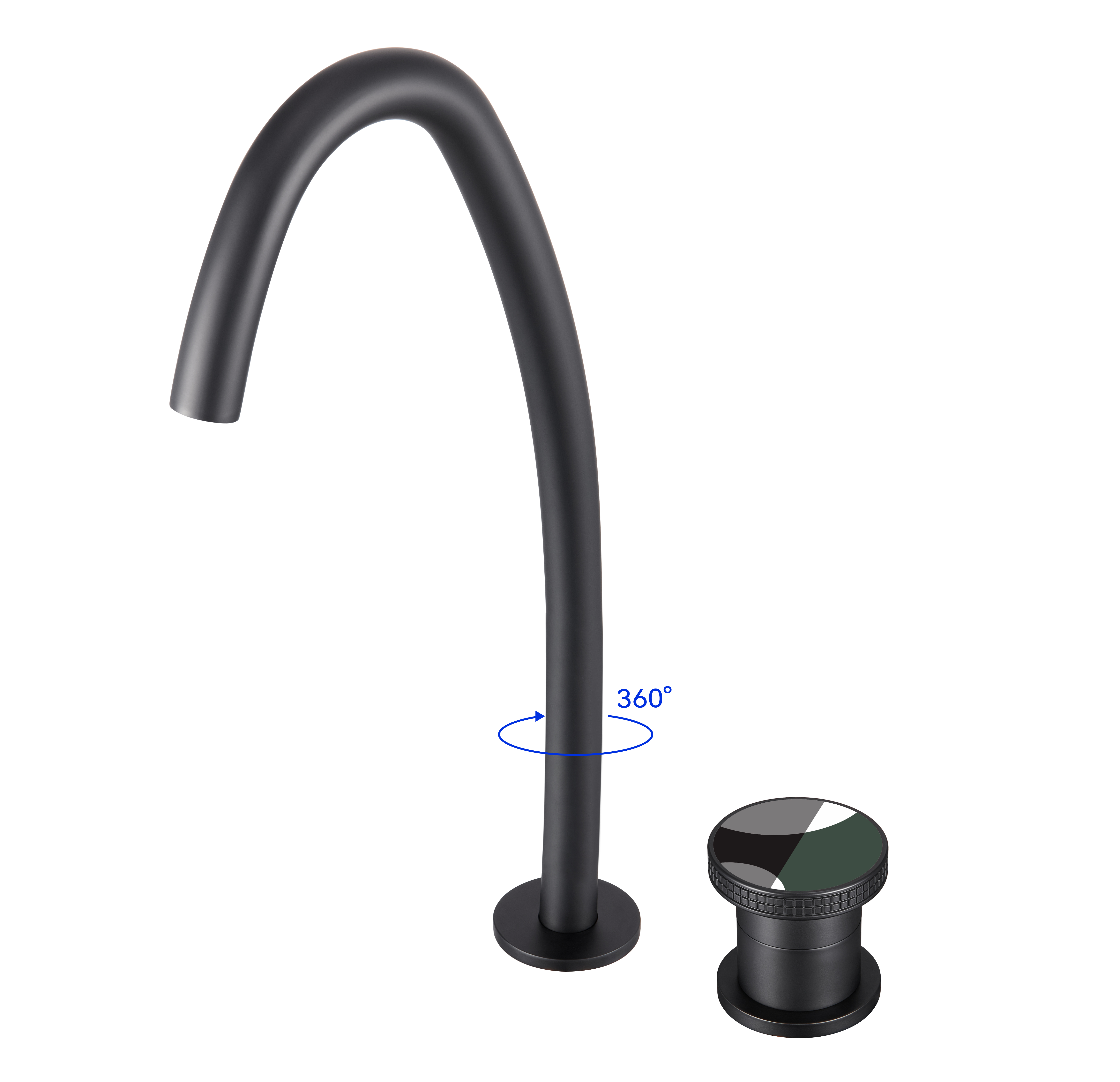 YOLO Curved 2-hole widespread bath shower mixer | 360° rotating multi - color water faucet TX - T9007F - 2