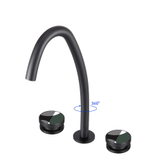 YOLO Curved 3-hole widespread faucet | 360° rotating water faucet, all-copper spout TX-T9007C