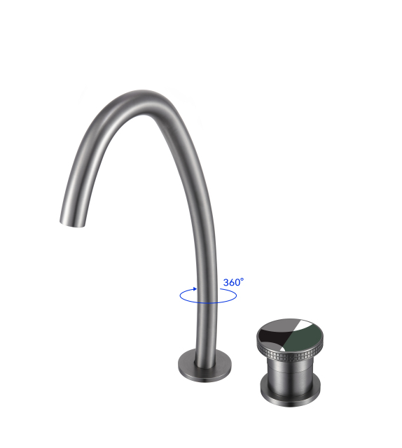 YOLO Curved 2 - hole Widespread Water Faucet | 360° Rotating Multi - Color Bathroom Faucet TX - T9007F - 1