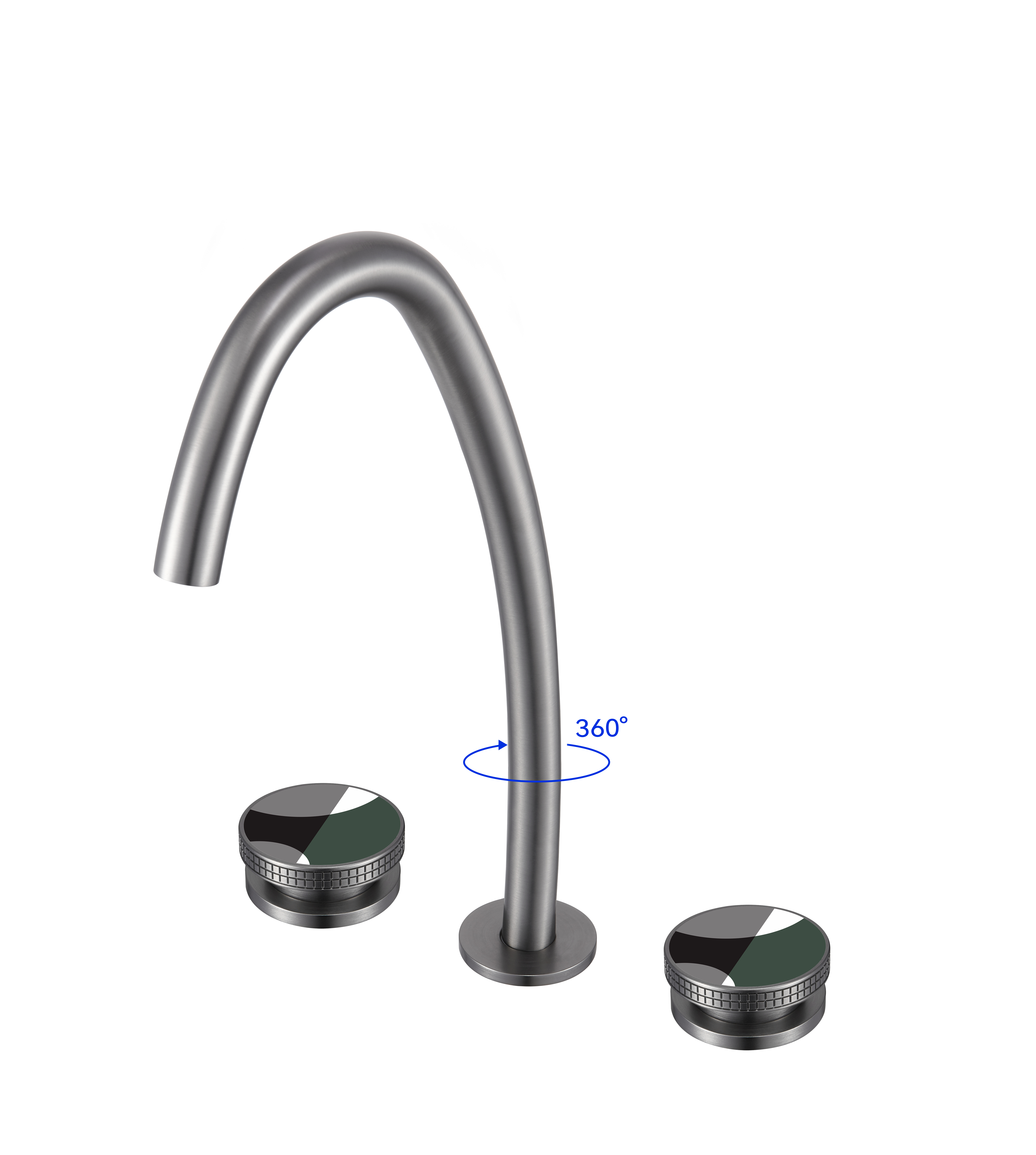 YOLO Curved 3-hole widespread faucet | 360° rotating water faucet, all-copper spout TX-T9007C