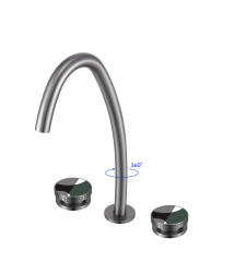 YOLO Curved 3-hole widespread faucet | 360° rotating water faucet, all-copper spout TX-T9007C