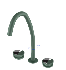 YOLO Curved 3-hole widespread faucet | 360° rotating water faucet, all-copper spout TX-T9007C