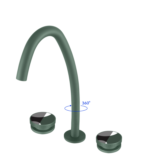 YOLO Curved 3-hole widespread faucet | 360° rotating water faucet, all-copper spout TX-T9007C