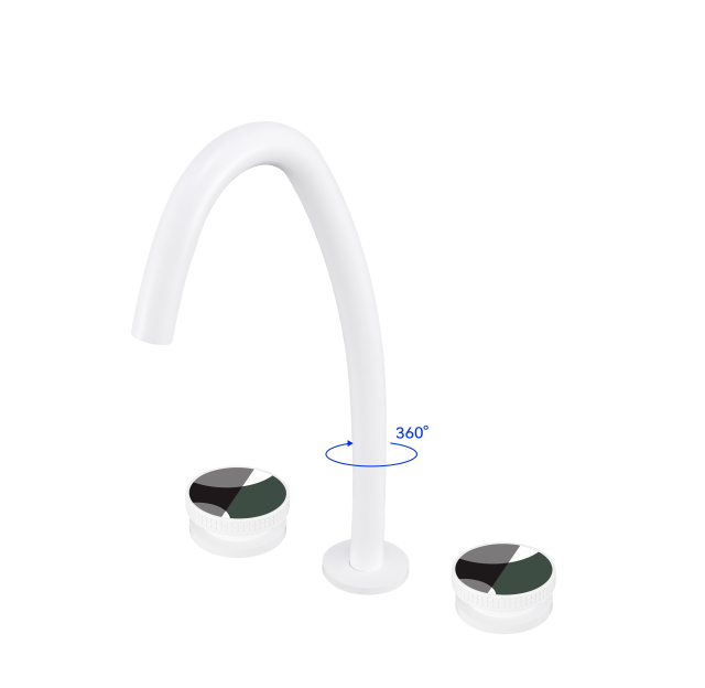 YOLO Curved 3-hole widespread faucet | 360° rotating water faucet, all-copper spout TX-T9007C