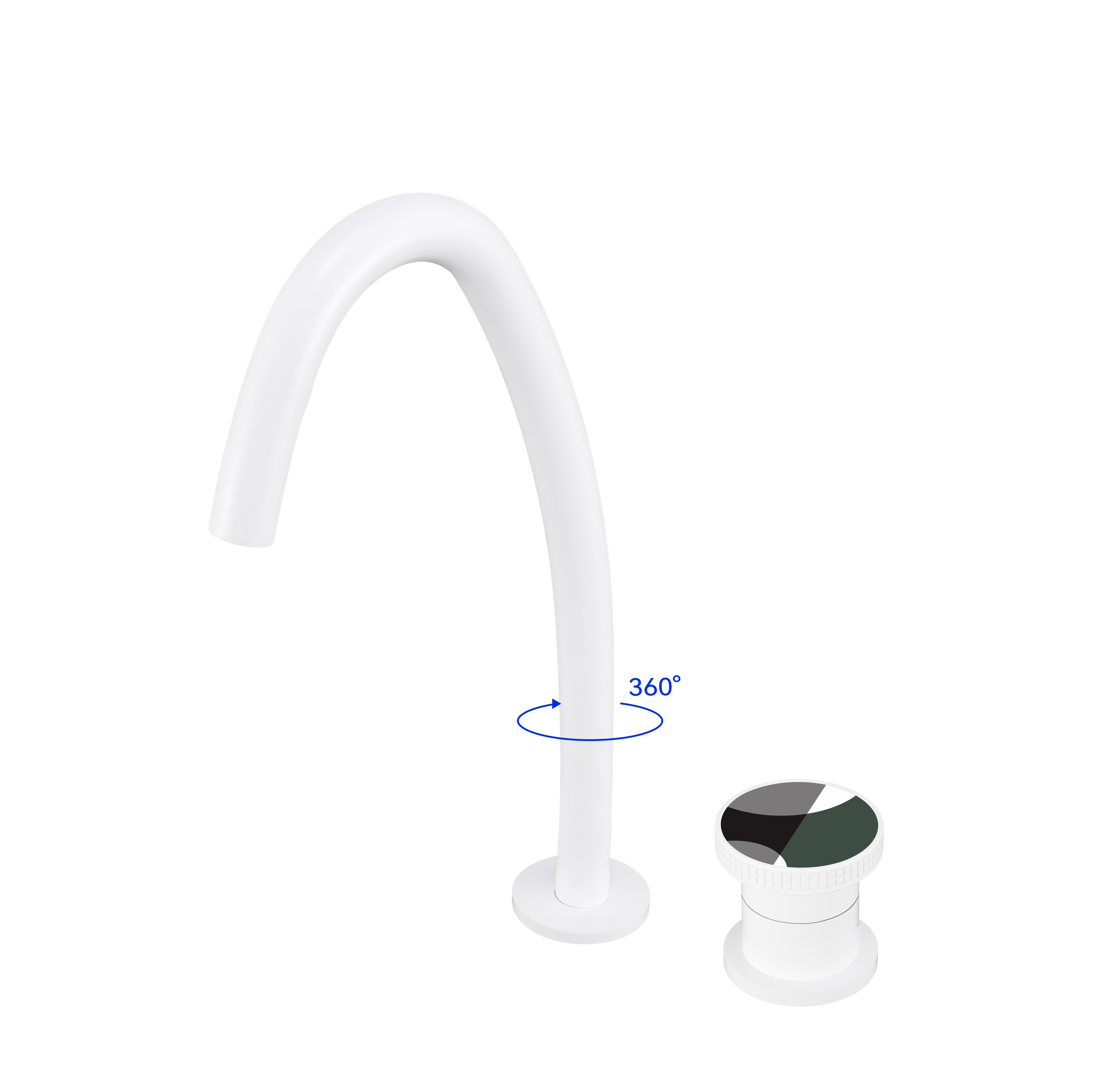 YOLO Curved 2 - hole Widespread Water Faucet | 360° Rotating Multi - Color Bathroom Faucet TX - T9007F - 1