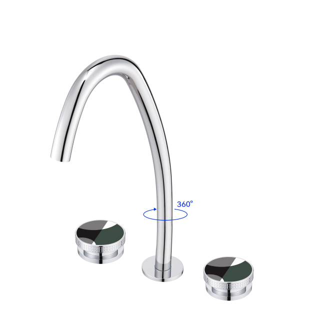 YOLO Curved 3-hole widespread faucet | 360° rotating water faucet, all-copper spout TX-T9007C