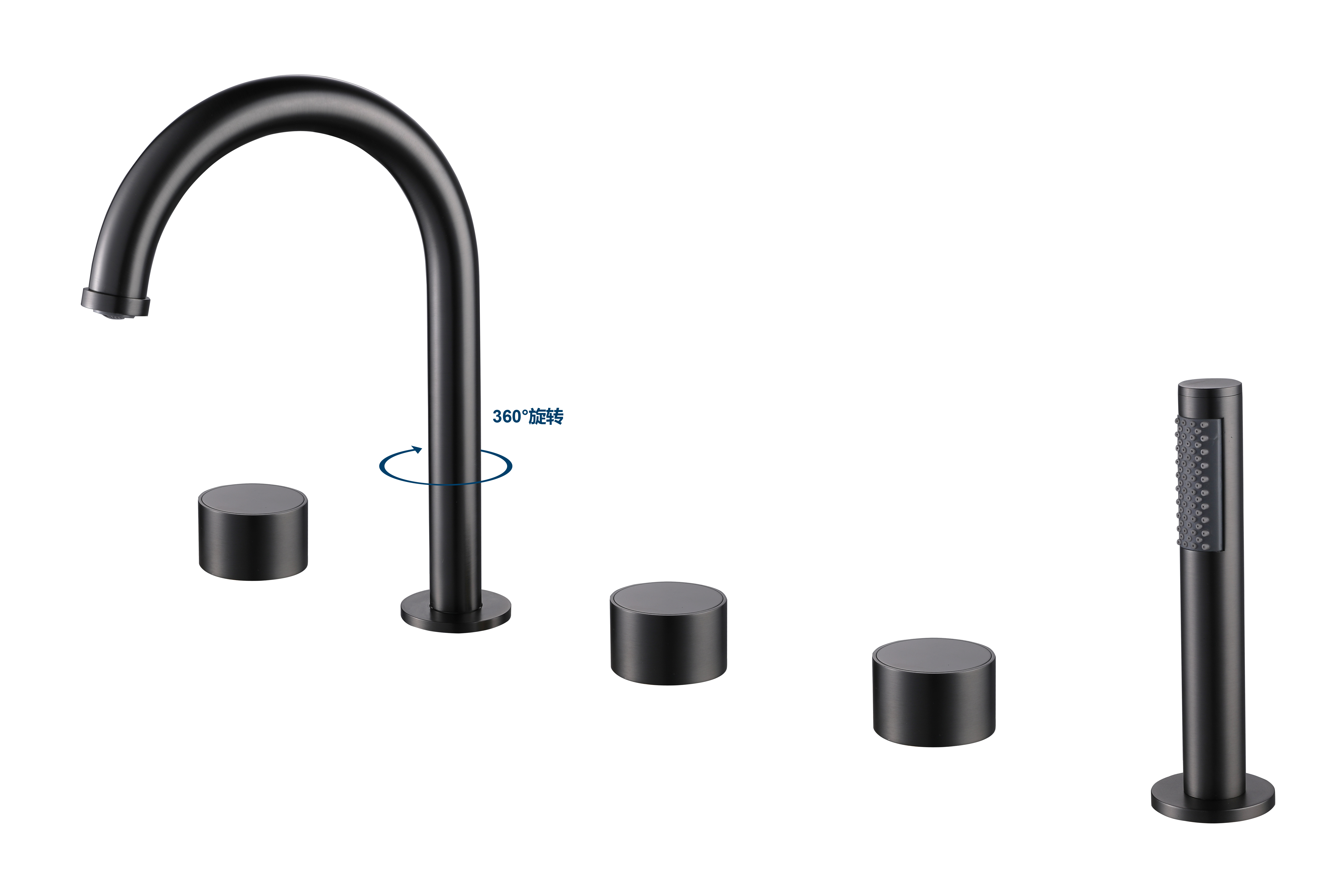 YOLO TX - 6500D Widespread Bathtub Faucet with 360° Swivel Spout & Handheld Shower