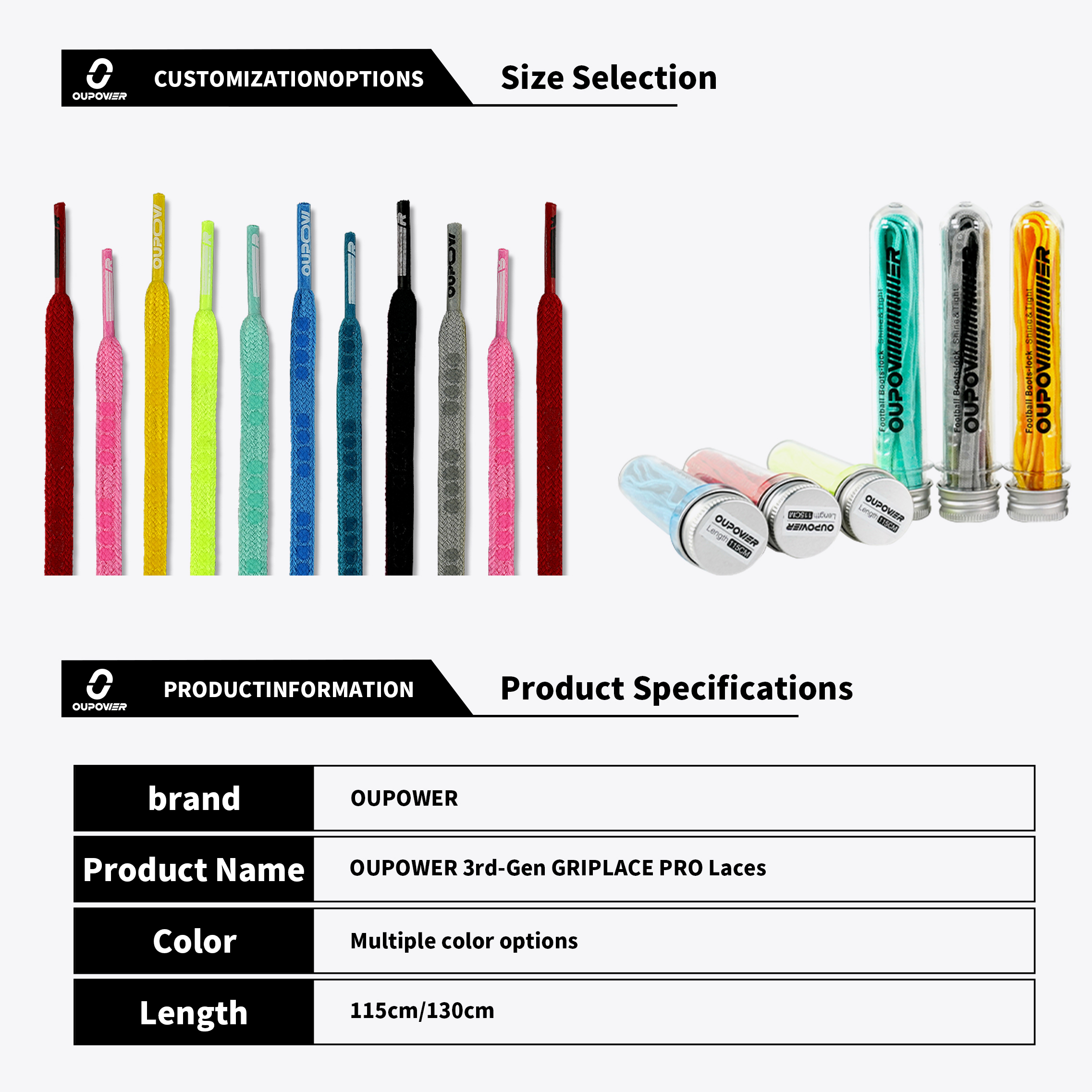 OUPOWER GRIP LACE PRO 3 Silicone Non-slip Football Shoe Laces