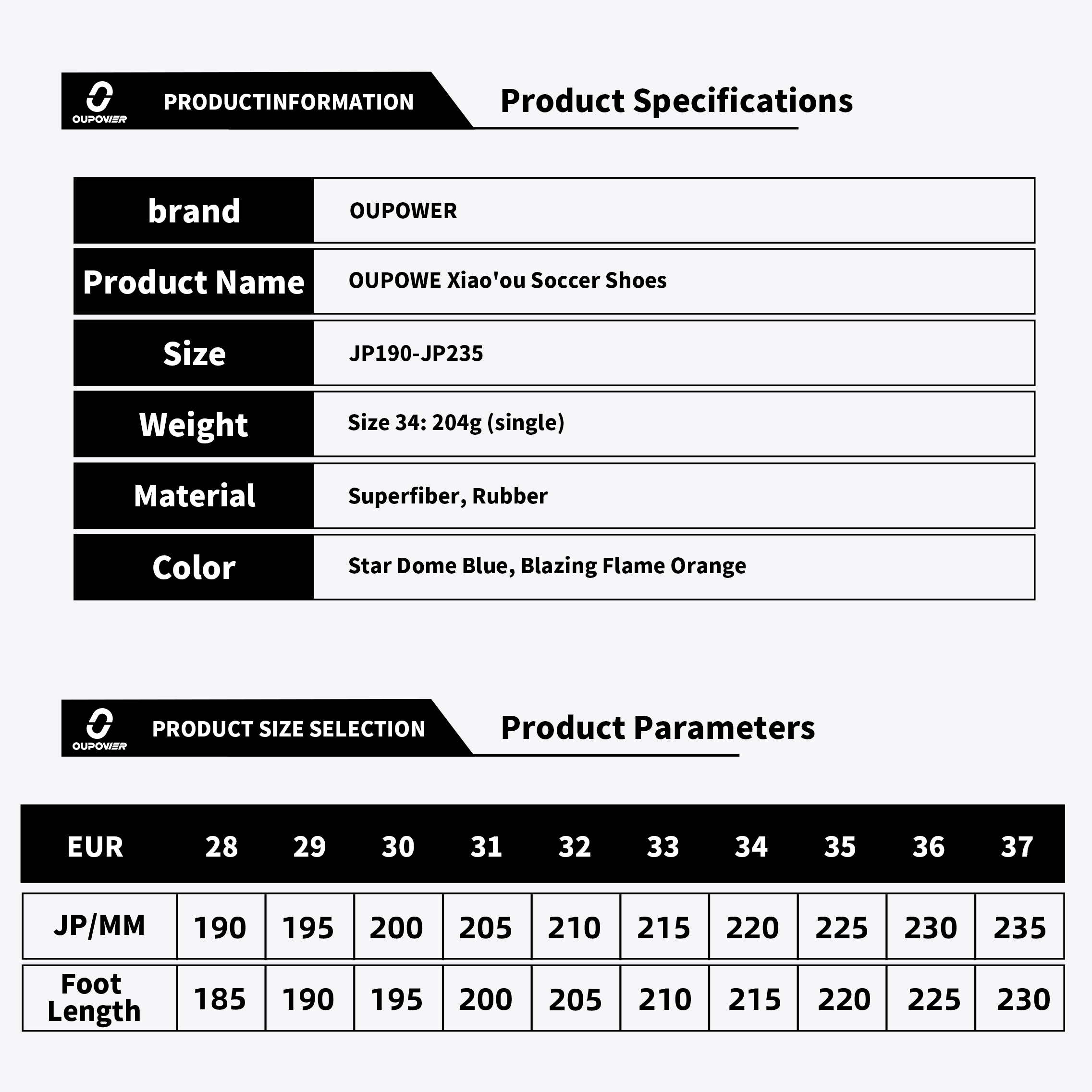 OUPOWER Mini OU Children's Football Soccer Boots with TF Outsole,K-Touch Abrasion-resistant and Waterproof fabric,No-tie Velcro,Unisex