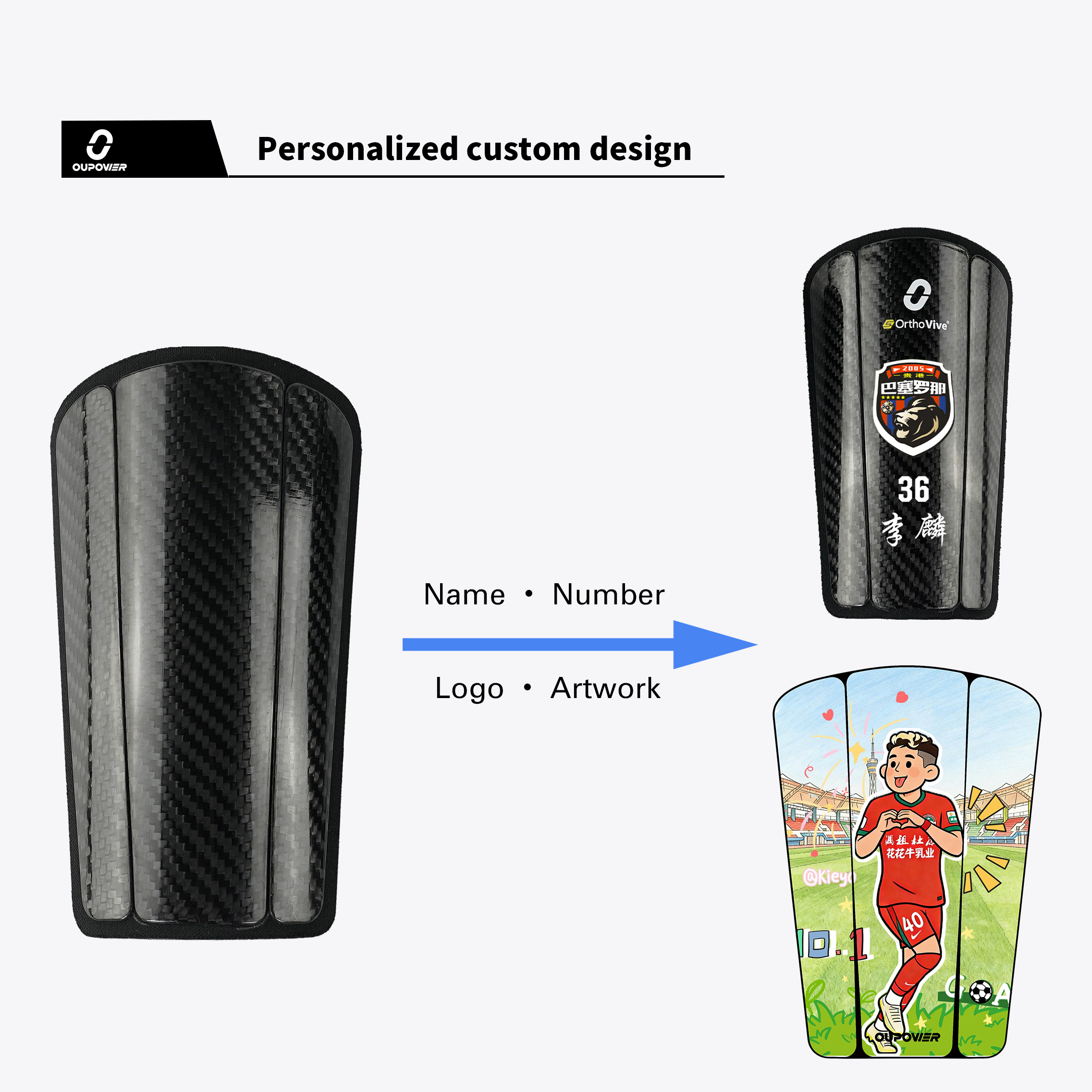 C3 OrthoVive Professional Carbon Fiber Soccer Shin Guards-Custom